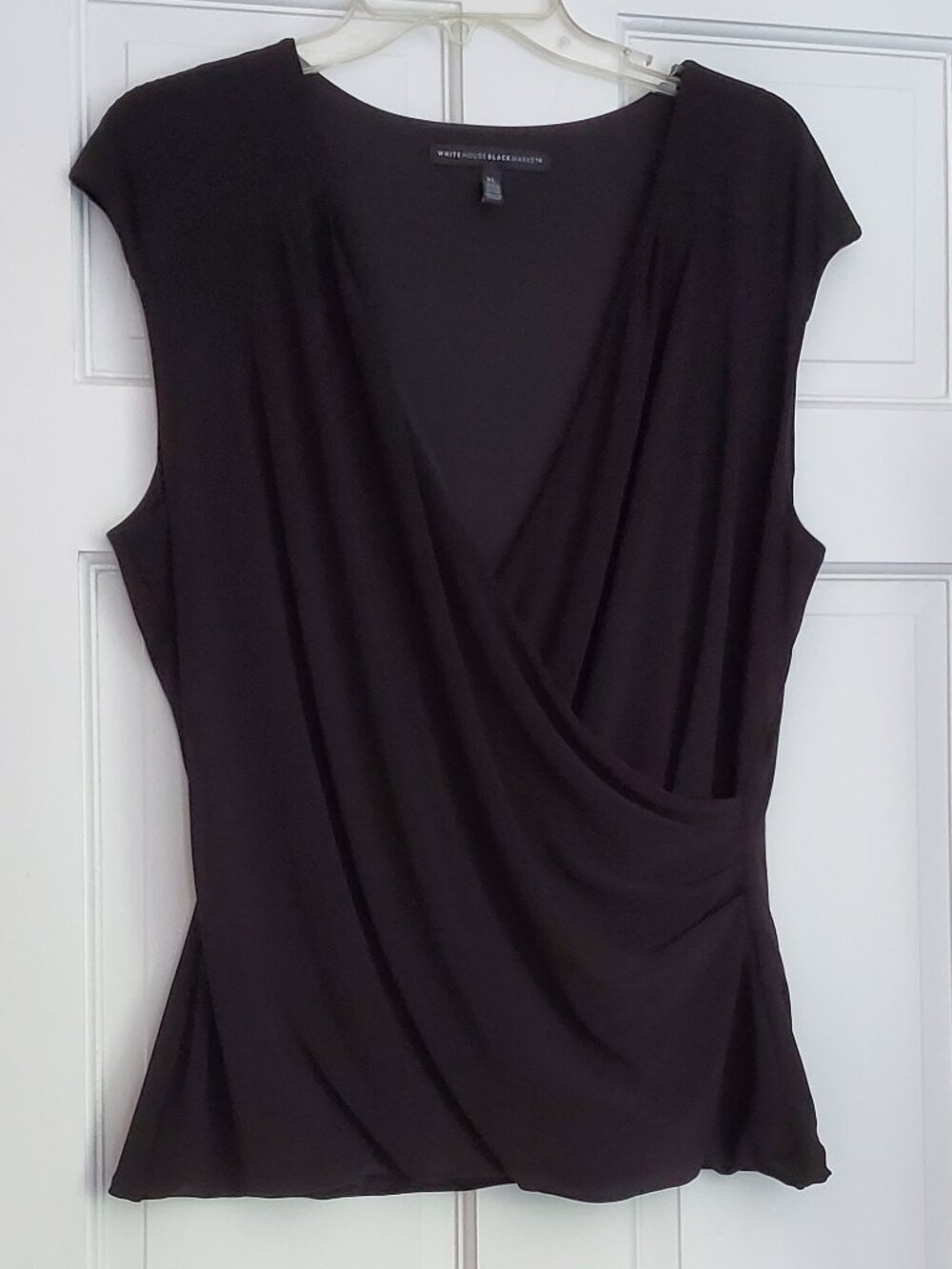 White House Black Market Sleeveless Faux Wrap V Neck Top Blouse
